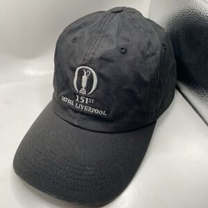 The British Open Golf hat 151st Royal Liverpool Black Strapback Adjustable VGC